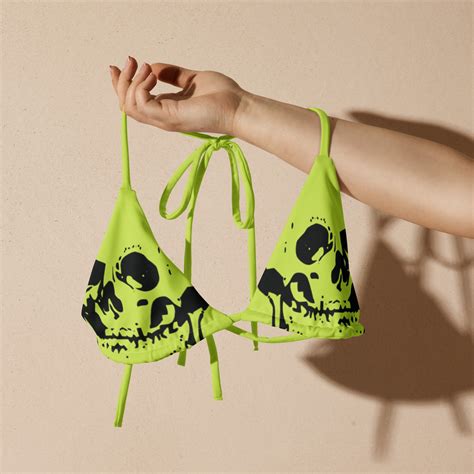 Skull Lime Black String Bikini Top Momento Mori Y K Zombie Apocalypse