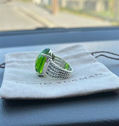 David Yurman Silver Oval X Mm Peridot Wheaton Cable Ring Size