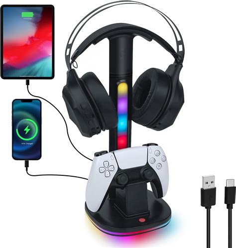 Tolesum Chargeur Headset Stand Pour Manette PS5 Support De RGB Casque