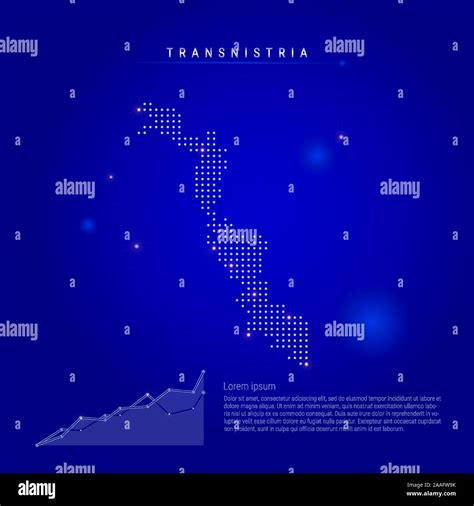 Transnistria or Transdniestria illuminated map with glowing dots. Infographics elements. Dark ...