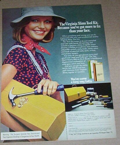 1974 Print Ad Virginia Slims Cigarettes Cheryl Tiegs Tool Kit