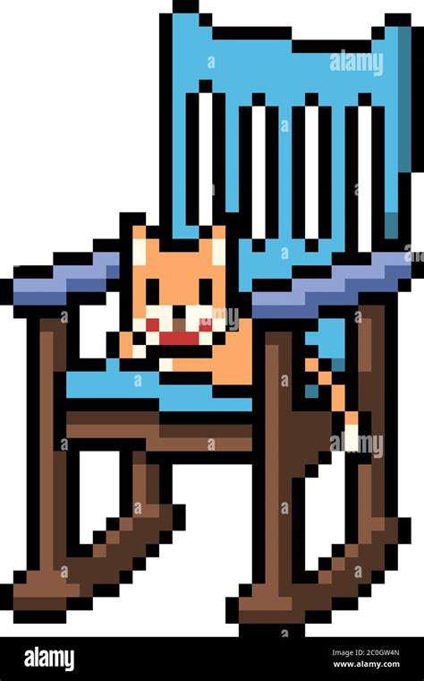 Vector Pixel Art Cat Chair Isolated Cartoon Stock Vector Image Art