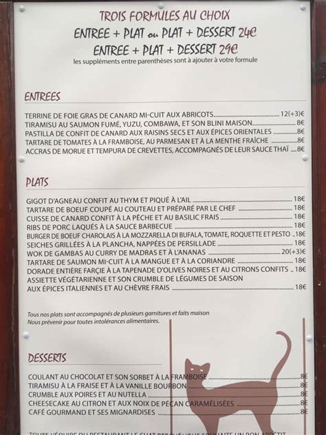 Menu au Le Chat Perché restaurant Montpellier