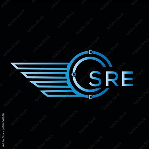 SRE letter logo. SRE blue vector image on black background. SRE ...