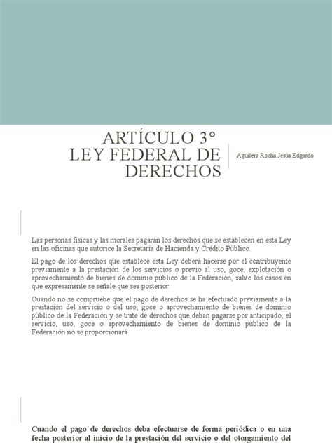 5 1 Arts 3 Y 4 Ley Federal De Derechos Descargar Gratis Pdf