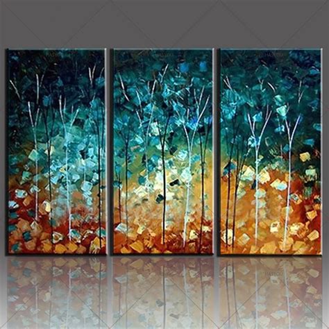 Handmade Painting Trees large landscape paintings Oil Picture 3 Piece ...