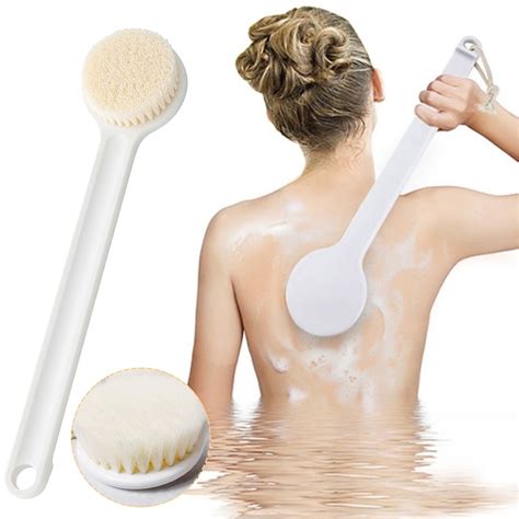 Gyedtr Shower Brush With Soft And Stiff Bristles Bath Dual Sided Long