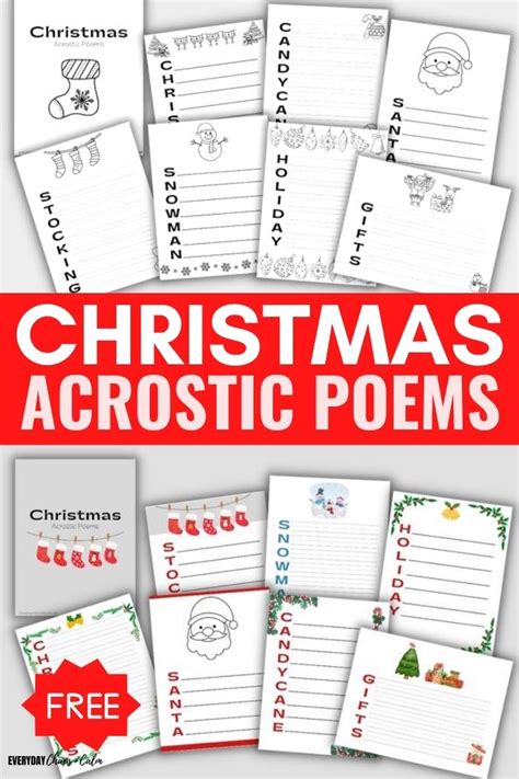 7 Free Christmas Acrostic Poems Printable Pdf Download