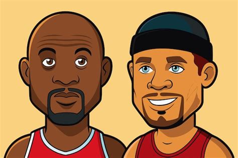 Una Caricatura De Dos Hombres Con Una Pelota De Baloncesto En Sus