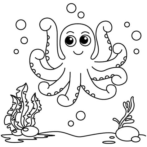 P Gina Para Colorear De Vector De Dibujos Animados De Pulpo Divertido