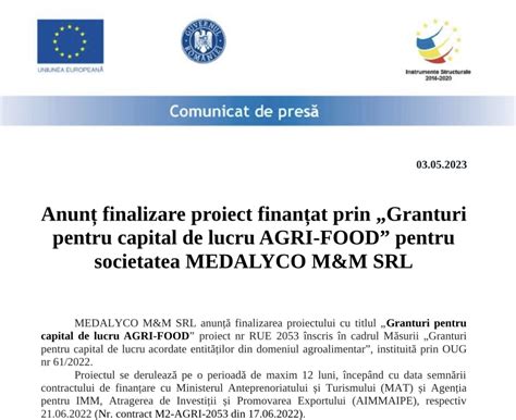 Anun Finalizare Proiect Finan At Prin Granturi Pentru Capital De