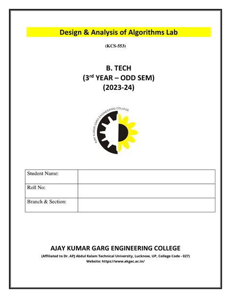 DAA Lab Exp 1 5 Practicals Of DAA Design Analysis Of Algorithms