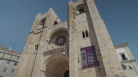 Lisbon Portugal The Facade Of Lisbon Cathedral Of Saint Mary Major And