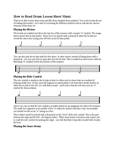 How To Read Drum Lesson Sheet Music Pdf Drum Kit Sheet Music