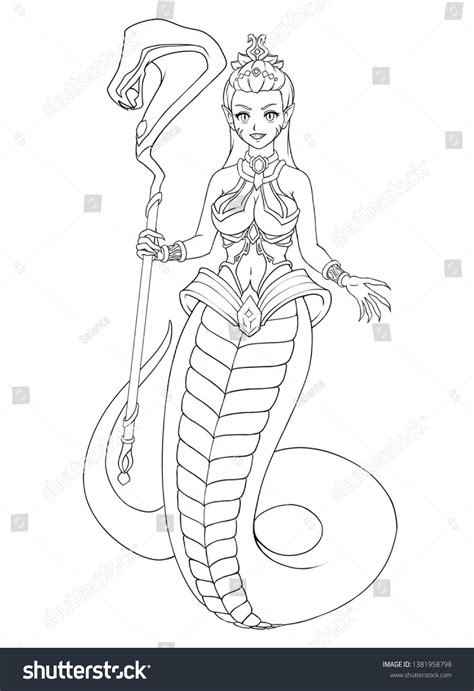 Pretty Snake Girl Magic Staff Snake Stock Illustration 1381958798 ...