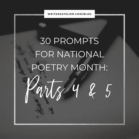 Prompts For National Poetry Month Parts Writer S Atelier