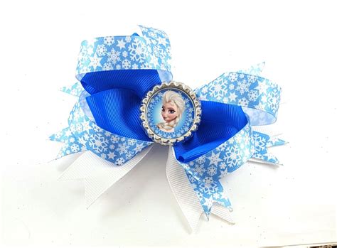 Blue And White Elsa Hair Bow Clip Frozen Hair Bow Clips Snowflake