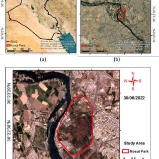 The study area map; (a) Iraq, (b) Mosul city north Iraq, and (c) Mosul ...