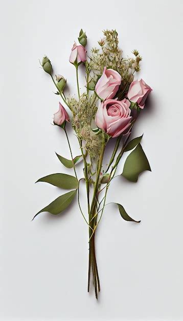 Un Ramo De Rosas Rosadas Se Muestra Sobre Un Fondo Blanco Foto Premium