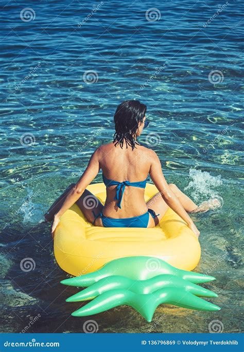 Woman Relaxing In A Pool Or Sea Water Stock Image Image Of Sexi