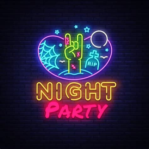 Dj Party Neon Sign Vector Night Party Design Template Neon Sign Dj Sound Advertising Light