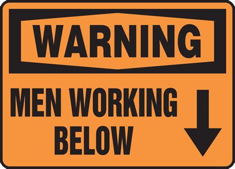 Men Working Below OSHA Warning Safety Sign MEQM314