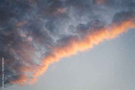 Beautiful sunset sky with clouds, blue and pink tones. Abstract nature ...