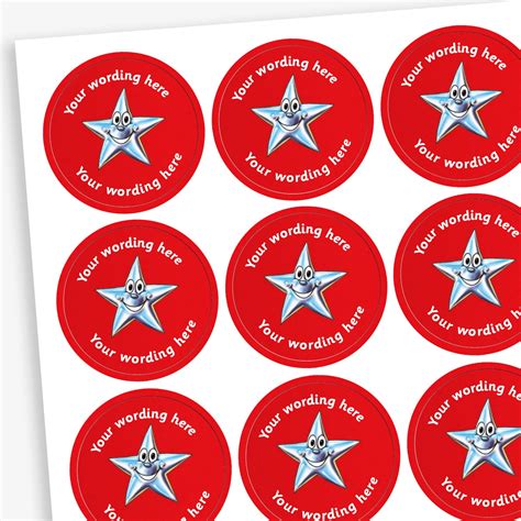 Personalised Star Stickers Red 70 Per Sheet 25mm