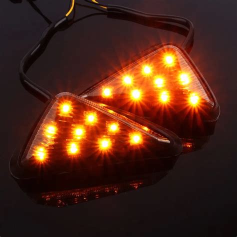 1 Pair Motorcycle Smoke Triangle Flush Mount Turn Signal Amber LED