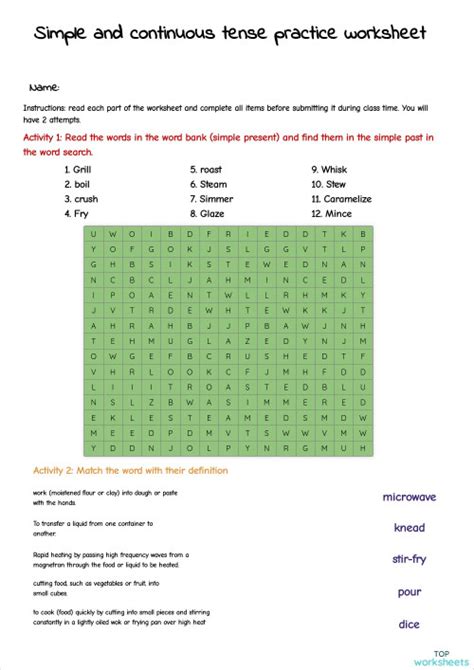 Simple And Continuous Tense Practice Worksheet Interactive Worksheet Topworksheets