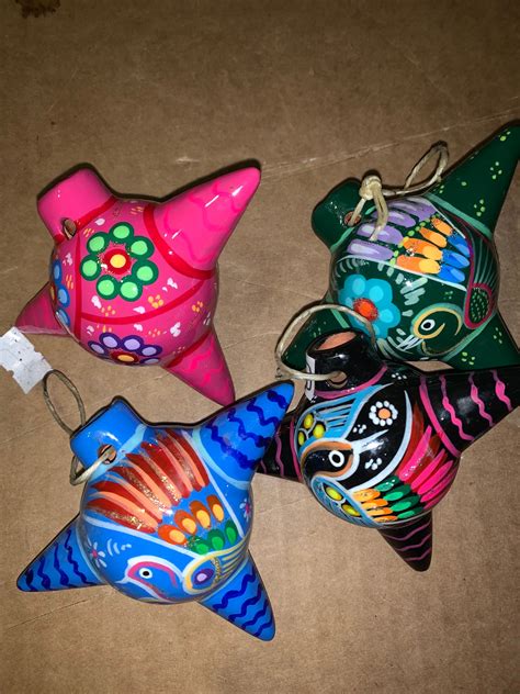 Talavera Ornaments Beautiful Christmas Set Of 4 Round Etsy