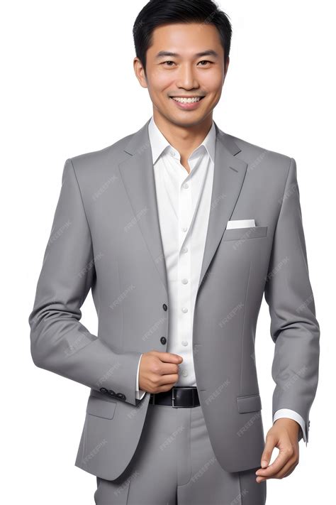 premium photo photo handsome  friendly asian business man smile