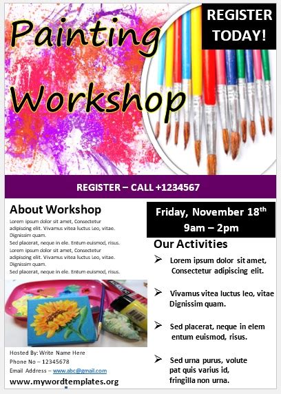 11 Free Eye Catching Painting Workshop Flyer Templates My Word Templates