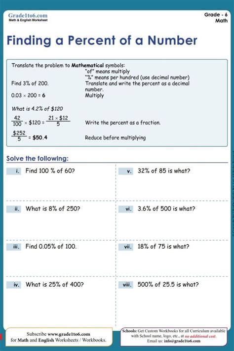 What Is A Percent Of A Number Worksheets Library