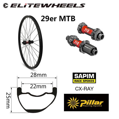 ELITEWHEELS Super Light Weight 29er Mountain Carbon Wheels DT Swiss 240