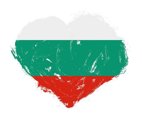 Bandera de bulgaria en forma de corazón de pincel de trazo sobre fondo