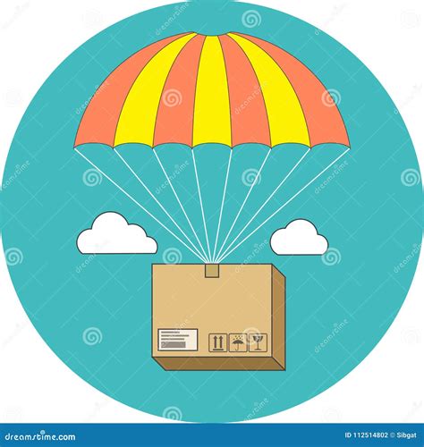 Package Flying On Parachute Delivery Service Concept Flat Design