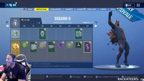 Fortnite Season 9 Battle Pass All Tiers Unlocked Review Youtube