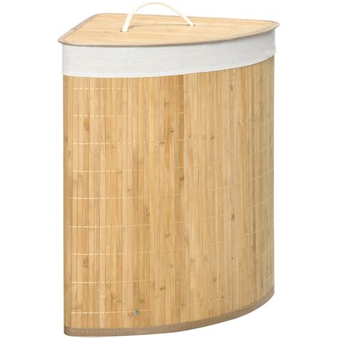 Homcom Natural Bamboo Laundry Basket With Lid Wilko