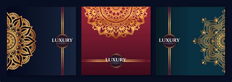 Set Of Abstract Gold Luxury Mandala Background Vector Template