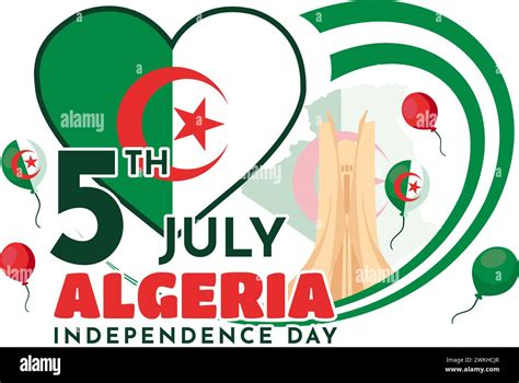 Happy Algeria Independence Day Vector Illustration With Waving Flag And