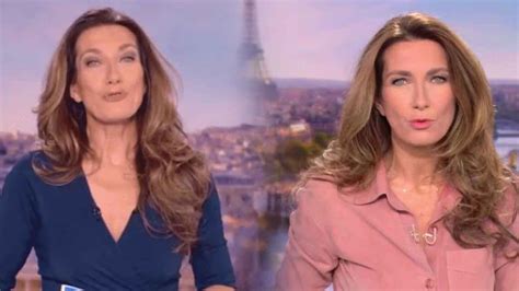 Anne Claire Coudray sans soutien gorge au JT de TF1 la séquence