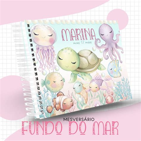 Arq Digital Fundo Do Mar Menina Livro E Cadern Do Beb