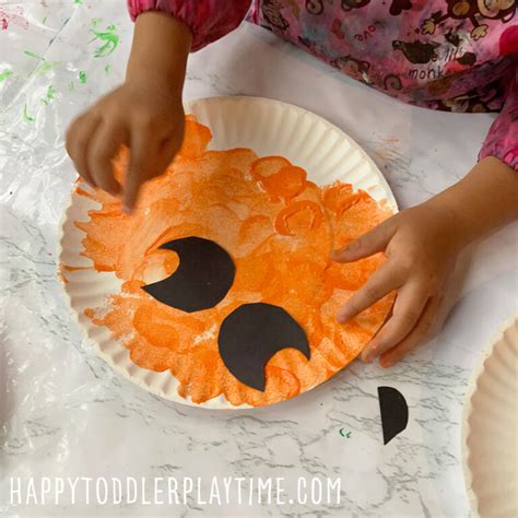 Pom Pom Painted Pumpkin Craft For Toddlers Happy Toddler Playtime