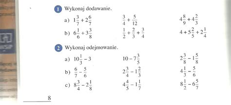 Działania Na Ułamkach Zwykłych I Dziesiętnych Treści Zadań Podane Są W