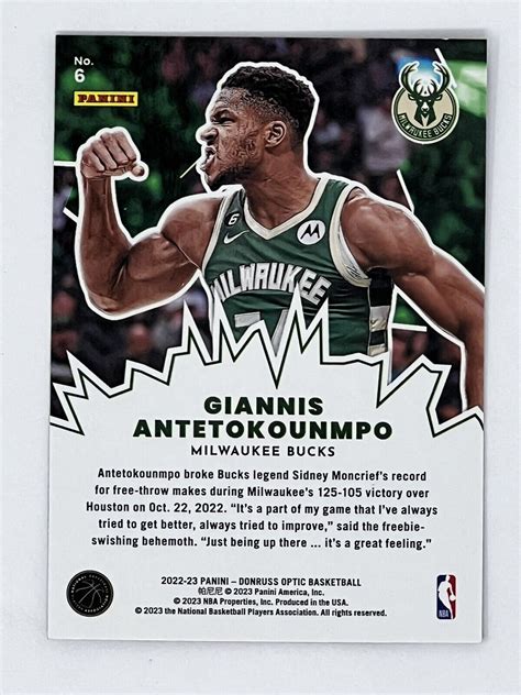 2022 23 Donruss Optic Giannis Antetokounmpo My House Insert 6 Milwaukee Bucks Ebay