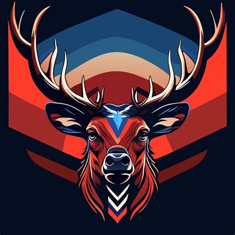 Premium Vector Frontfacing Deer Head In Patriotic Vector