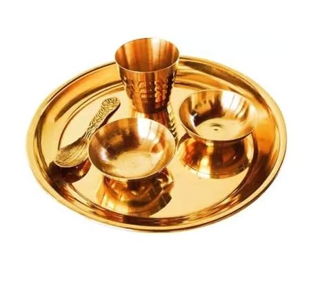 RD Traders Brass Laddu Gopal Ji Bhog Thali Set GoldColor 6 Inch Plate