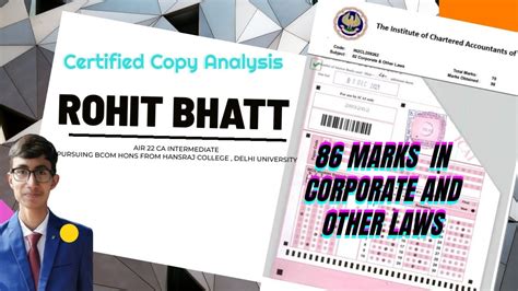 Law Answer Sheet 86 Marks Icai Certified Copy Air 22 Ca Inter Rohit Bhatt Youtube