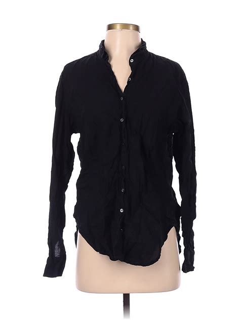 Xirena 100 Cotton Polka Dots Black Long Sleeve Button Down Shirt Size